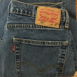 Levis 505 Jeans Mens 30x32 Blue Denim Straight Red Tab Cotton Casual Pockets